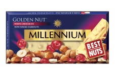 Шоколад Мілленіум 90/100г Голд білий горіх з журавлиною – ІМ «Обжора»