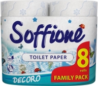 Туалетний папір Софіоне Фемелі біло-блакитний, 8 шт – ІМ «Обжора»