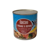 *Конс Хуторок 425г квасоля з грибами та овочами в томатному соусі з/б – ІМ «Обжора»