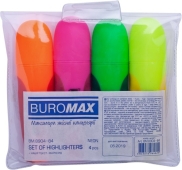 Набір текст-маркерів Buromax 4шт круглі Neon 1-4,6мм блістер – ІМ «Обжора»