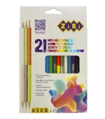 Карандаши цветные Zibi 18шт Kids Line 21 цвет (15 стандартных 3 двусторонних) тригранные – ИМ «Обжора»