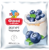 Йогурт чорниця плівка Фанні 400г 1,0 % – ІМ «Обжора»