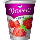 Йогурт Дольче клубника 3,2% 280 г – ИМ «Обжора»