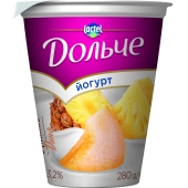 Йогурт Дольче 3,2% 280г ананас-диня стакан – ІМ «Обжора»