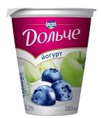 Йогурт черника-яблоко Дольче 3,2% 280 г – ИМ «Обжора»