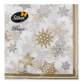 Серветки паперові Silken новорічні орнамент сніжинка мікс 33*33 2шарові – ІМ «Обжора»