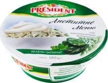 Сир President 180г 9% зі сметаною зелень-шпинат – ІМ «Обжора»