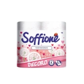 Туалетний папір Soffione біло-рожевий Decoro 2ш 4шт – ІМ «Обжора»