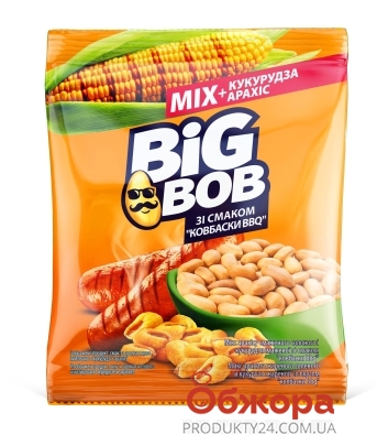 Микс арахиса и кукурузы Биг Боб Big Bob 70 г колбаски BBQ – ИМ «Обжора»