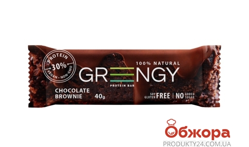 Батончик  протеиновый шоколадный брауни Grengy 40 г – ИМ «Обжора»