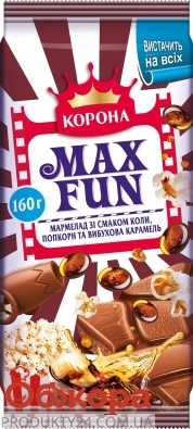 Шоколад Корона Max Fun поп-корн, 160 г – ИМ «Обжора»