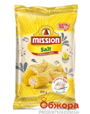 Чипсы кукурузные GLUTEN FREE  Mission tortilla salt 175 г – ИМ «Обжора»