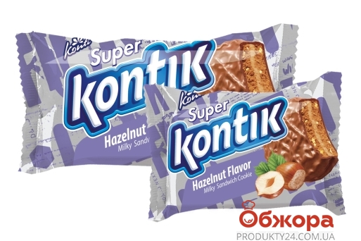 Печиво Konti Super Kontik hazelnut flavor milky sandwich 100 г – ІМ «Обжора»