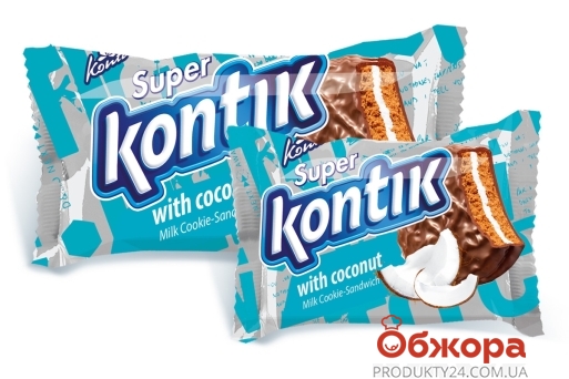 Печиво Konti Super Kontik with coconut milky sandwich 100 г – ІМ «Обжора»