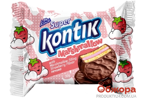 Печиво Konti Super Kontik marshmallow strawberry 30 г – ІМ «Обжора»
