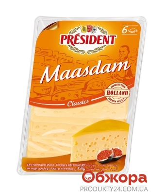 Сир Президент 150г Маасдам 46% нарізка Нiдерланди – ІМ «Обжора»