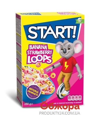Сухий сніданок Start 250 г Banana strawbery loops Новинка – ІМ «Обжора»