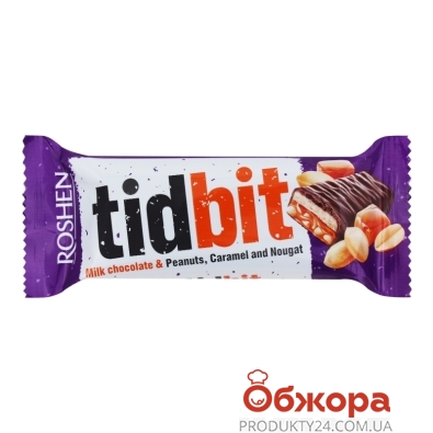 Шоколад Roshen 50 г TIDBIT молочн. нуга і м`яка карамель з арахісом Новинка – ІМ «Обжора»