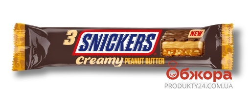 Батончик  з арахісовим маслом Snickers Creamy 54,75 г – ИМ «Обжора»