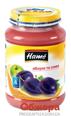 Пюре Хаме (Hame) Яблоко-слива 190 г – ИМ «Обжора»