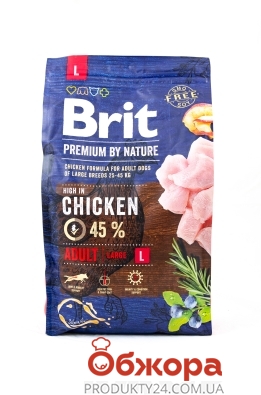 Корм Едалт L для дорослих собак великих порід з куркою Brit Premium 3 кг – ІМ «Обжора»