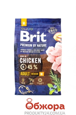Корм Едалт М для взрослых собак средних пород с курицей Brit Premium 3 кг – ИМ «Обжора»