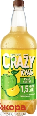 Квас Тарас Crazy Kvas смак Яблука 1,5 л – ІМ «Обжора»