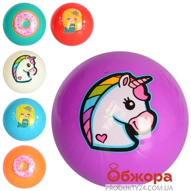 Мяч детский 3 вида (русалка-единорог пончик) 6 цветов MS 2654 9 дюймов  60 г – ИМ «Обжора»