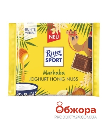 Шоколад Marhaba мол. йогурт, мед та горіхи Ritter Sport 100 г – ІМ «Обжора»