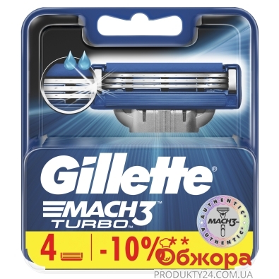 Картридж Джилет (Gillette) MAC-3 TURBO 4 шт. – ИМ «Обжора»