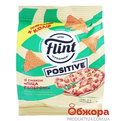 Сухарики пшеничные Пицца пепперони Positive Flint 90 г – ИМ «Обжора»