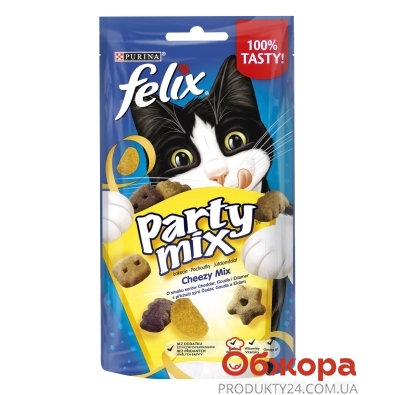 Ласощі д/котів Сирний Мікс Party Mix Felix 60 г – ІМ «Обжора»