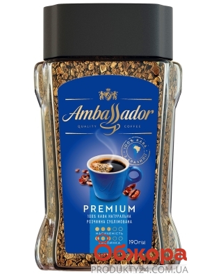 Кофе растворимый ск/б Premium Ambassador 190 г – ИМ «Обжора»