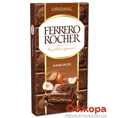 Шоколад молочний з лісовим горіхом Ferrero Rocher 90 г – ІМ «Обжора»
