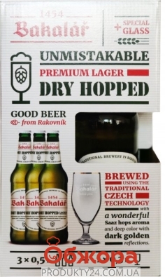 Набiр Пиво Bakalar Dry hopper 3 *500 мл + келих 6.2% – ІМ «Обжора»