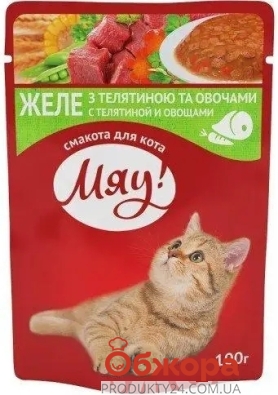 Корм для кошек телятина овощи в желе МЯУ 100 г – ИМ «Обжора»