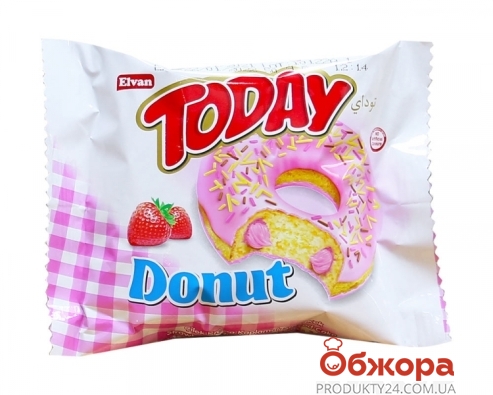 Бісквіт ELVAN TODAY DONAT Полуниця 50г – ІМ «Обжора»