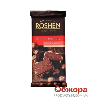 Шоколад Рошен (Roshen) экстрачерный с целым орехом, 90 г – ИМ «Обжора»