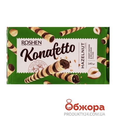 Вафельные трубочки Рошен (Roshen) Konafetto с ореховой начинкой 140г – ИМ «Обжора»
