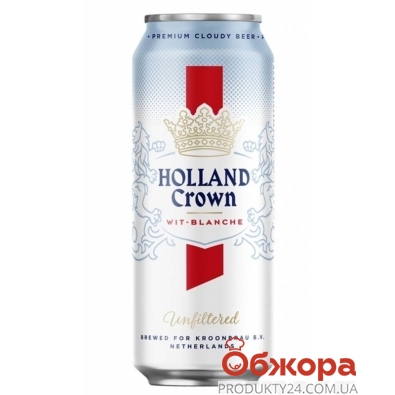 Пиво Holland Crown 0,5л 8% Wit Blanche Unfiltered з/б – ІМ «Обжора»