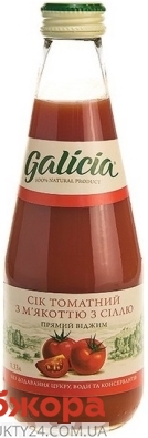 Сік Galicia 0,3л з м`якоттю томатний з сіллю – ІМ «Обжора»