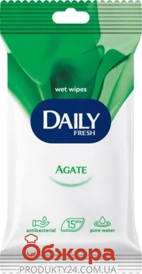 Серветки Daily Fresh Agate 15шт вологі універсальні – ІМ «Обжора»