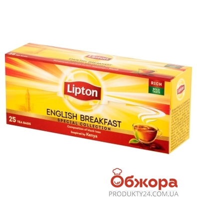 Чай Lipton, Английский завтрак, 25 пакетиков – ИМ «Обжора»