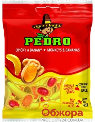 Жувальні цукерки Pedro 80г мавпи та банани – ІМ «Обжора»