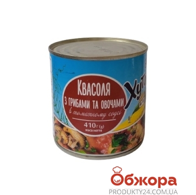 *Конс Хуторок 425г квасоля з грибами та овочами в томатному соусі з/б – ІМ «Обжора»