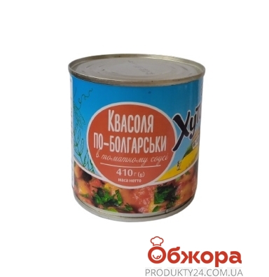 *Конс Хуторок 410г квасоля по-болгарськи в томатному соусі з/б – ІМ «Обжора»