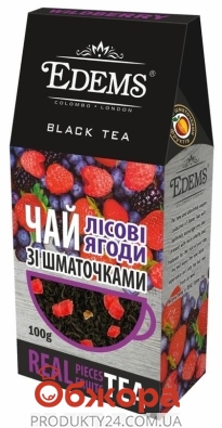 Чай Еdems 100г чорний Лісова ягода зі шмат. – ІМ «Обжора»