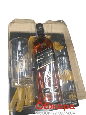 Виски Джонни Уокер (Johnnie Walker) черный 0.7л 40%+ 2 стакана – ИМ «Обжора»