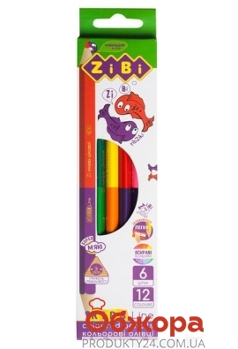 Карандаши цветные Zibi 6шт Kids Line Double 12 кольорів – ИМ «Обжора»