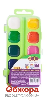 Краски акварельные Zibi Kids Line 10 цветов салатовый пластик – ИМ «Обжора»